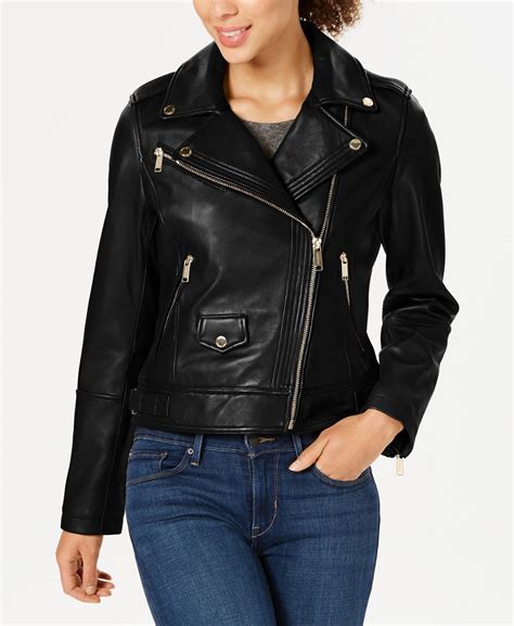 michael kors moto leather jacket|michael kors asymmetrical leather jacket.